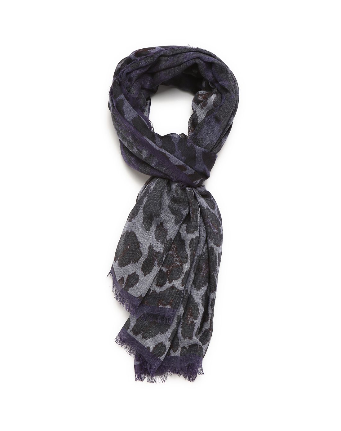 furla女款蓝黑色异域风情印花时尚百搭围巾