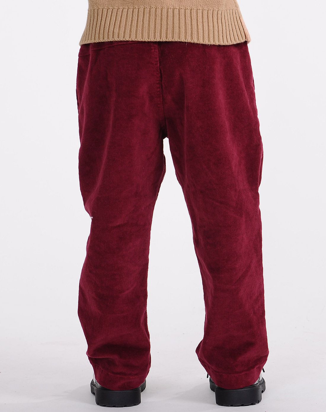 男童酒红色梭织裤