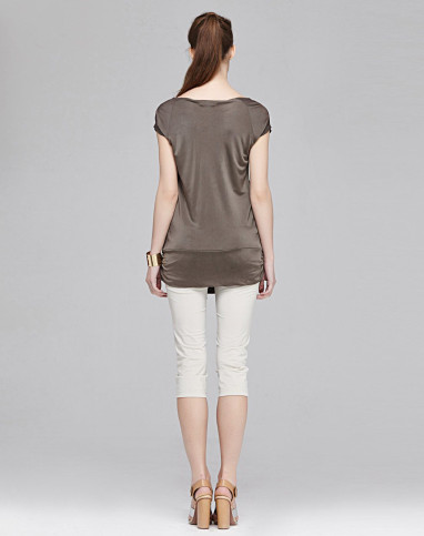 咖啡色丝光面时尚气质百搭薄衫