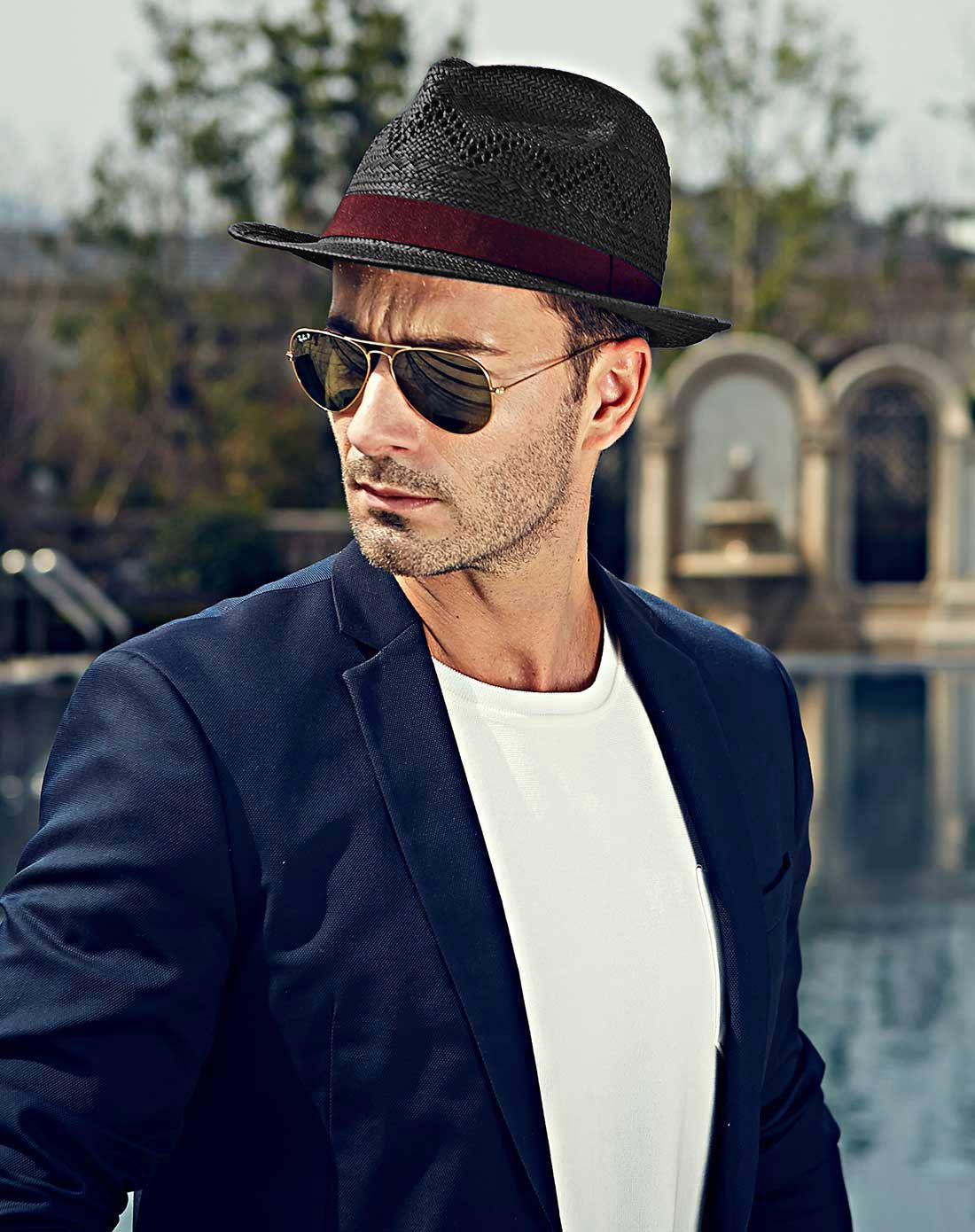 真享 男士镂空爵士遮阳礼帽