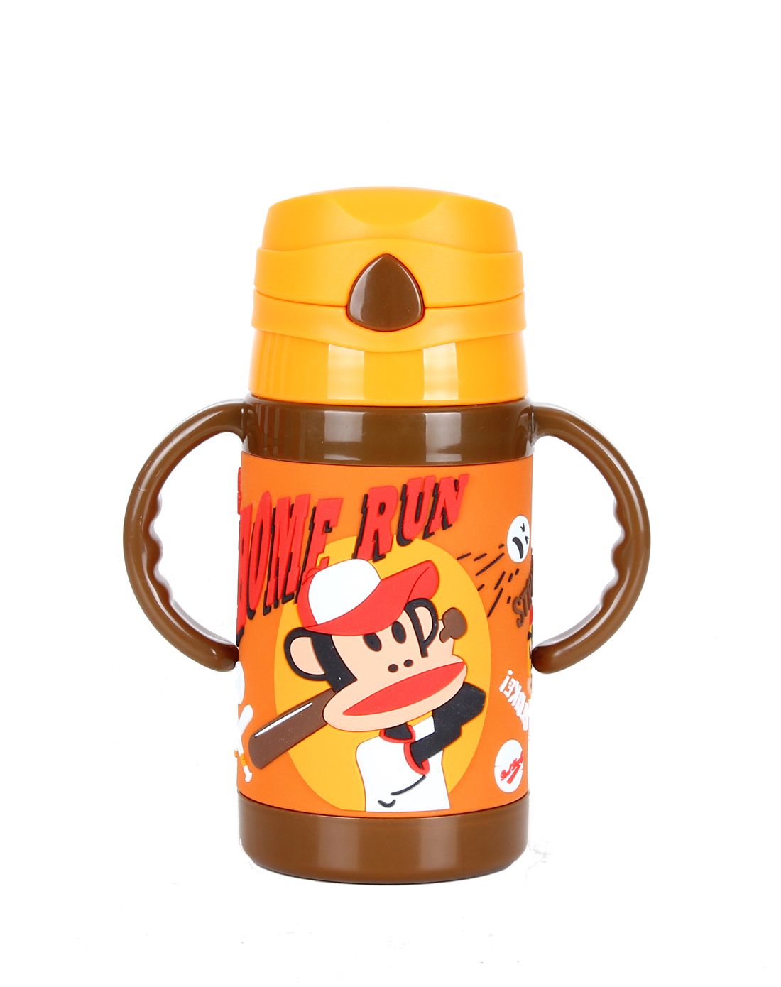 paul frank/大嘴猴中性橙色260ml立体双耳吸管保温杯