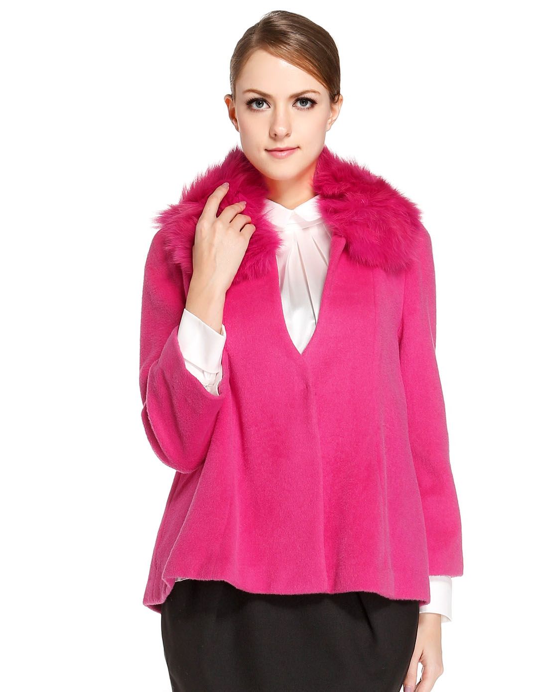 桃红色优雅气质外套