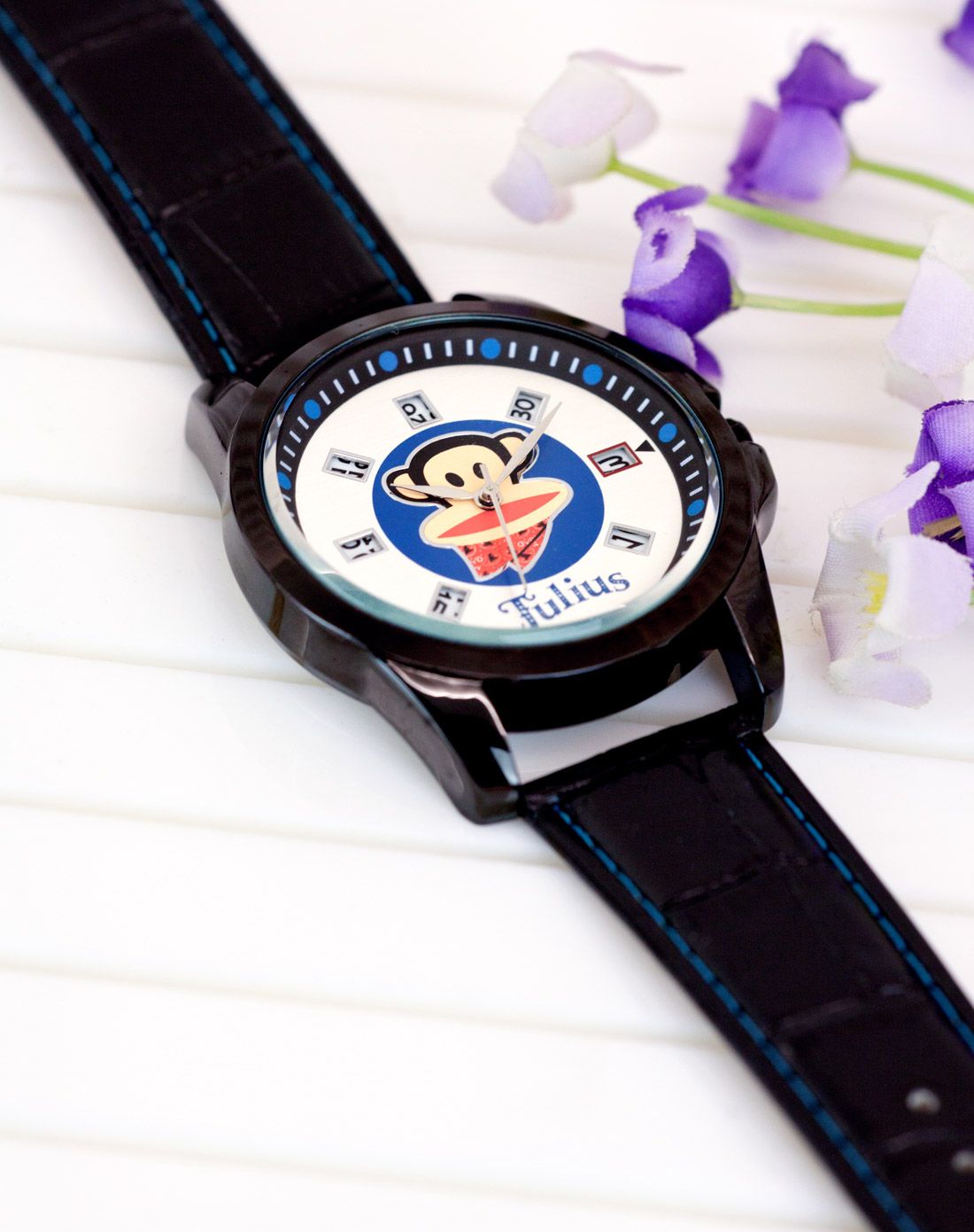 paul frank/大嘴猴时尚黑/蓝色手表
