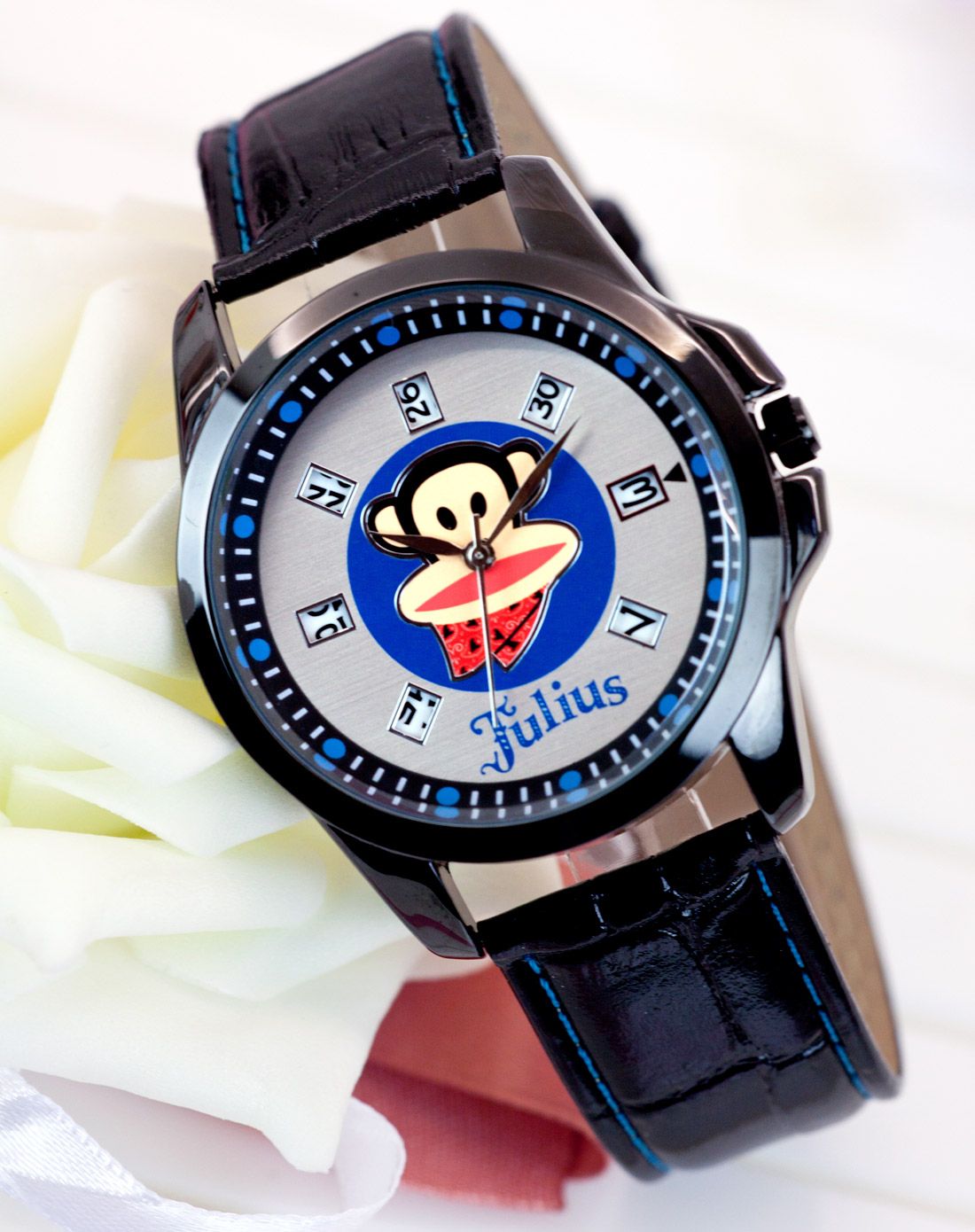 paul frank/大嘴猴时尚黑/蓝色手表