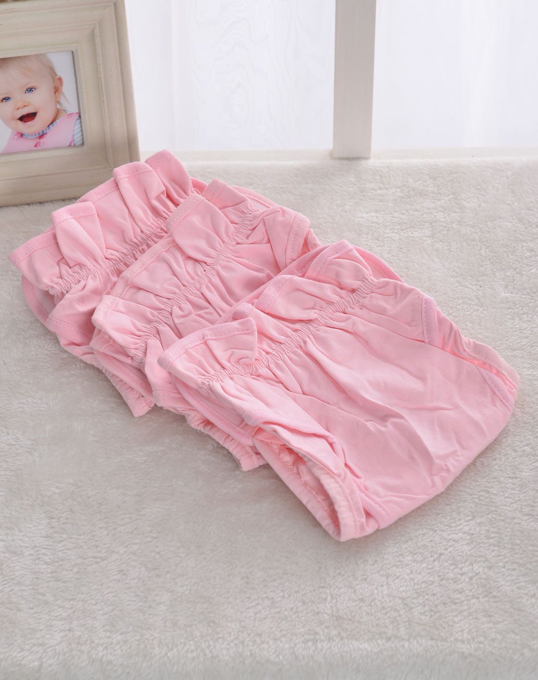 婴儿生态棉纯色尿裤(粉色)