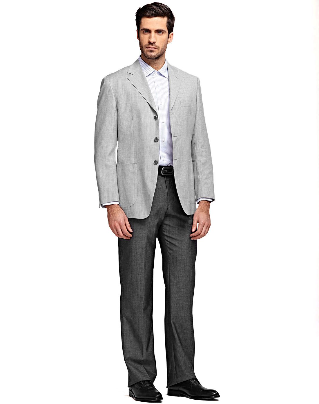 浅灰色小千鸟格羊毛休闲西服