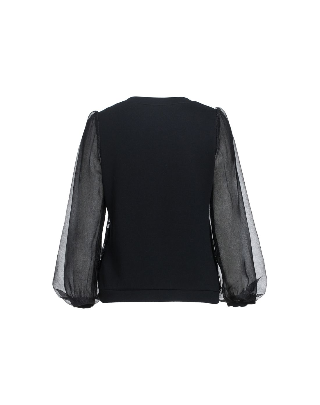 黑色棉质拼欧根纱宽松衬衫