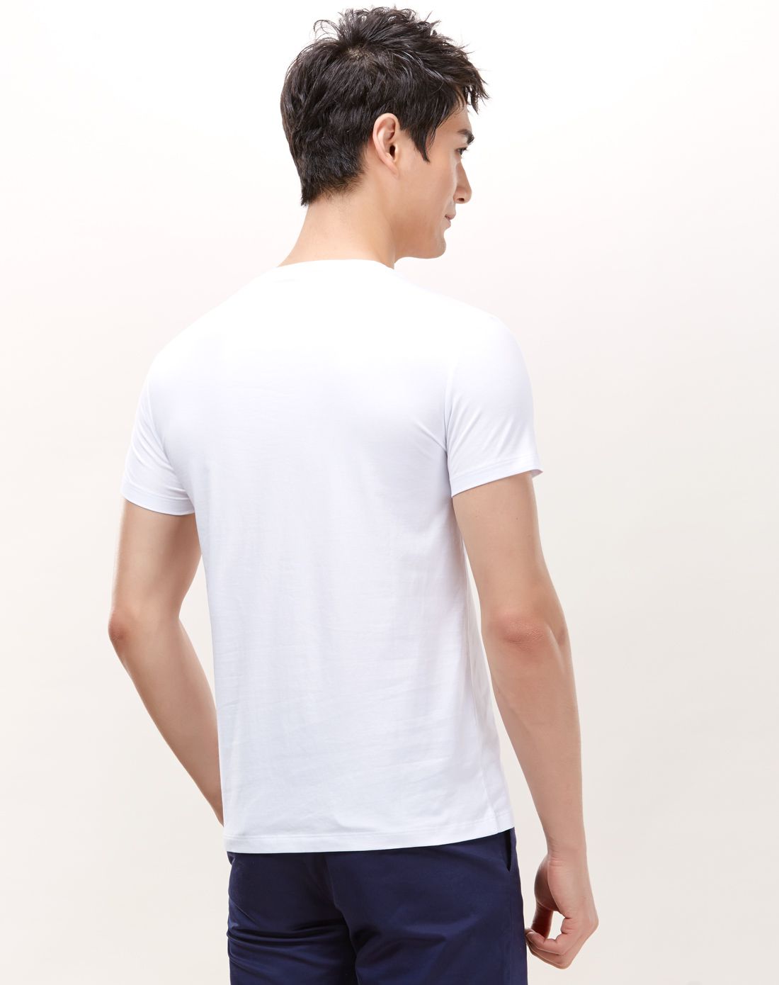 漂白花纹圆领休闲短袖t恤