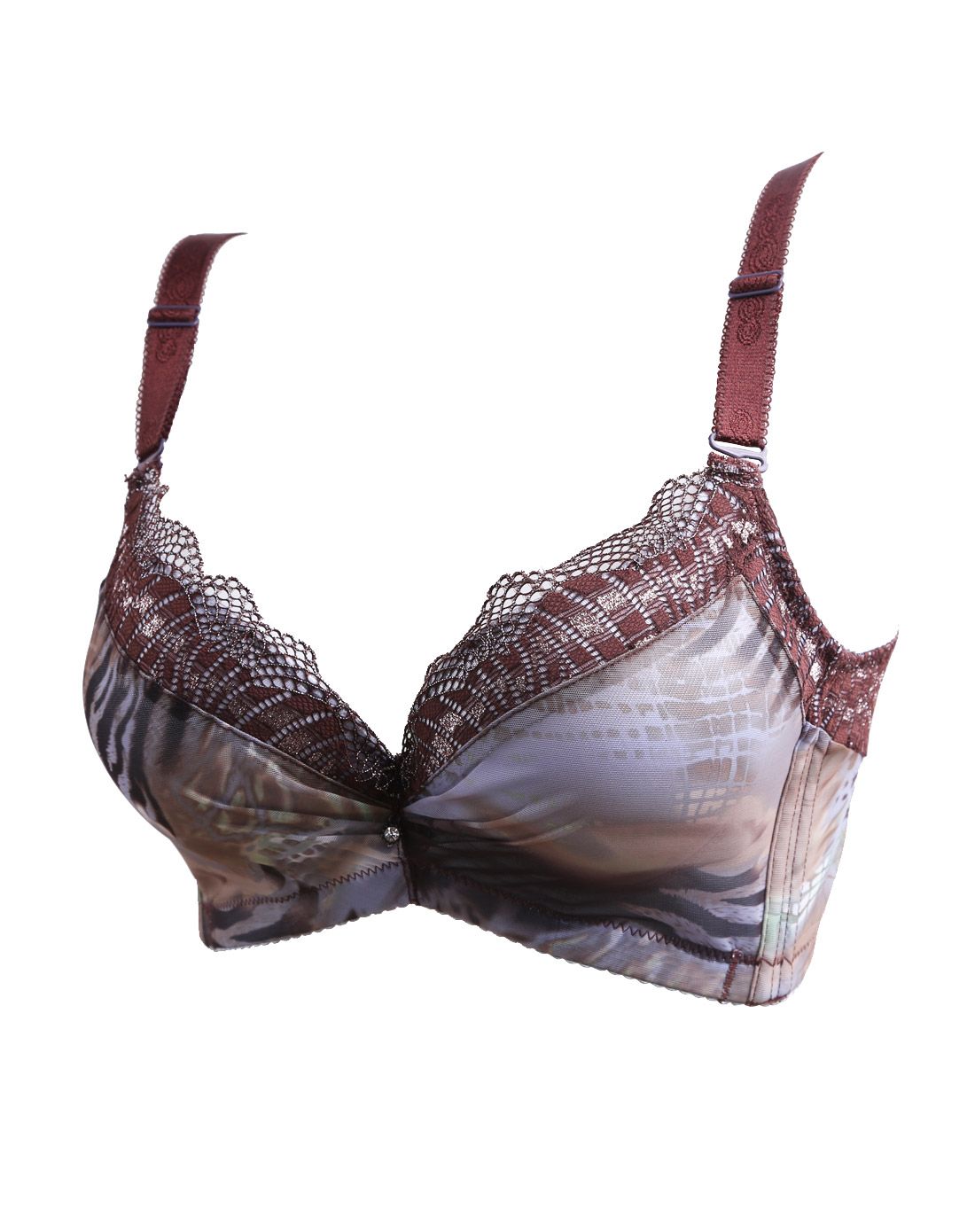 梦芭蒂moonbadi女士内衣专场咖啡色摩登年代舒适性感3/4厚杯文胸mx