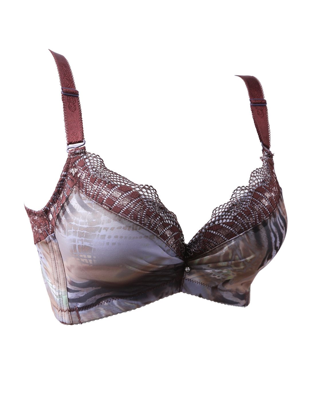 梦芭蒂moonbadi女士内衣专场咖啡色摩登年代舒适性感3/4厚杯文胸mx