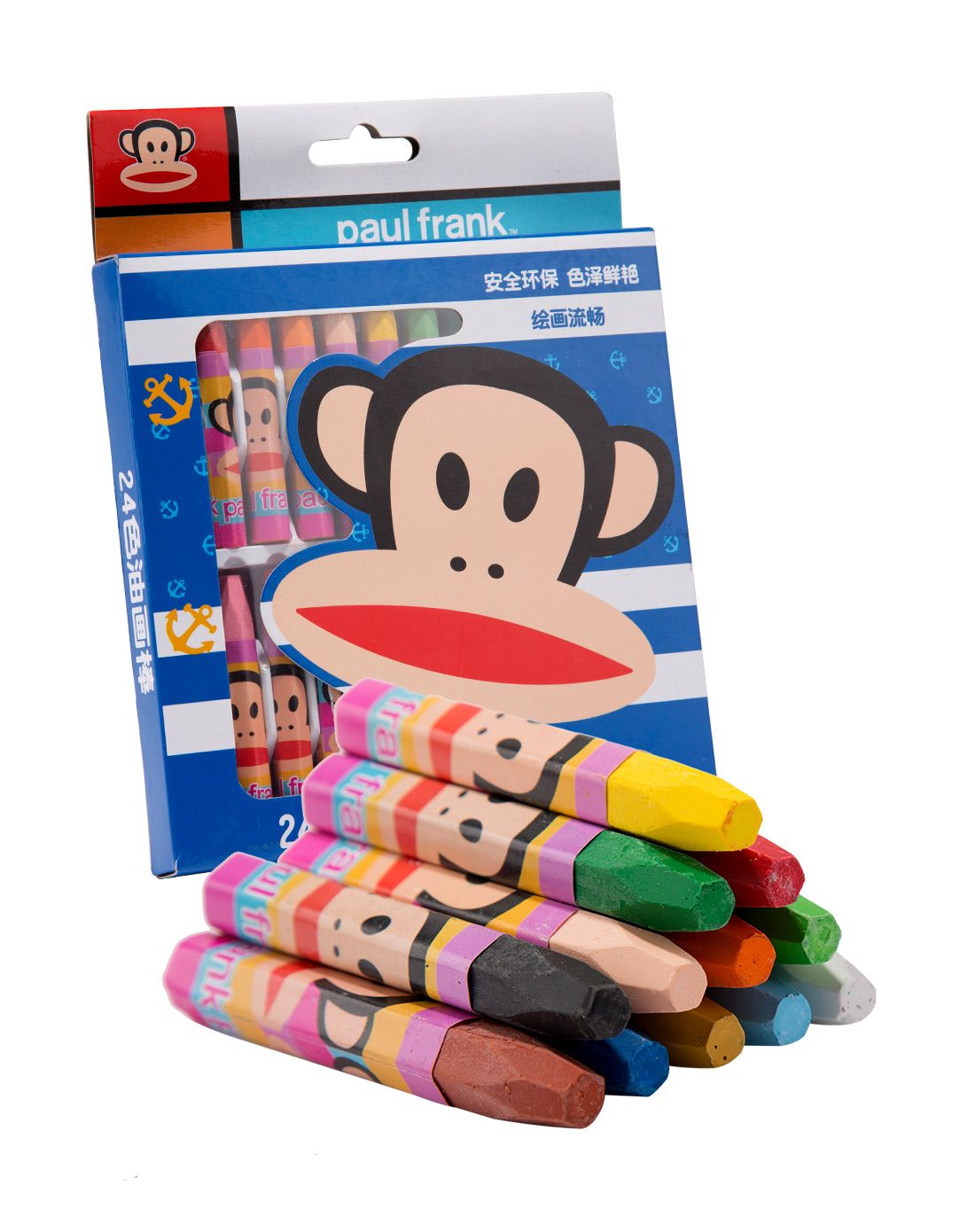 【两件起售】大嘴猴儿童卡通24色油画棒绘画笔-蓝色