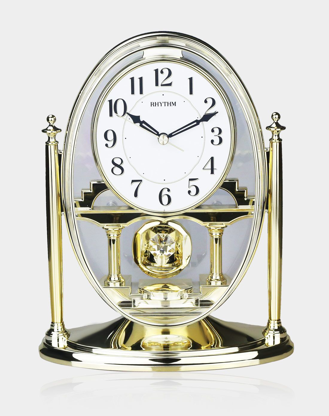 丽声rhythm时钟专场直发货rhythm 金色客厅卧室静音钟摆简约石英座钟