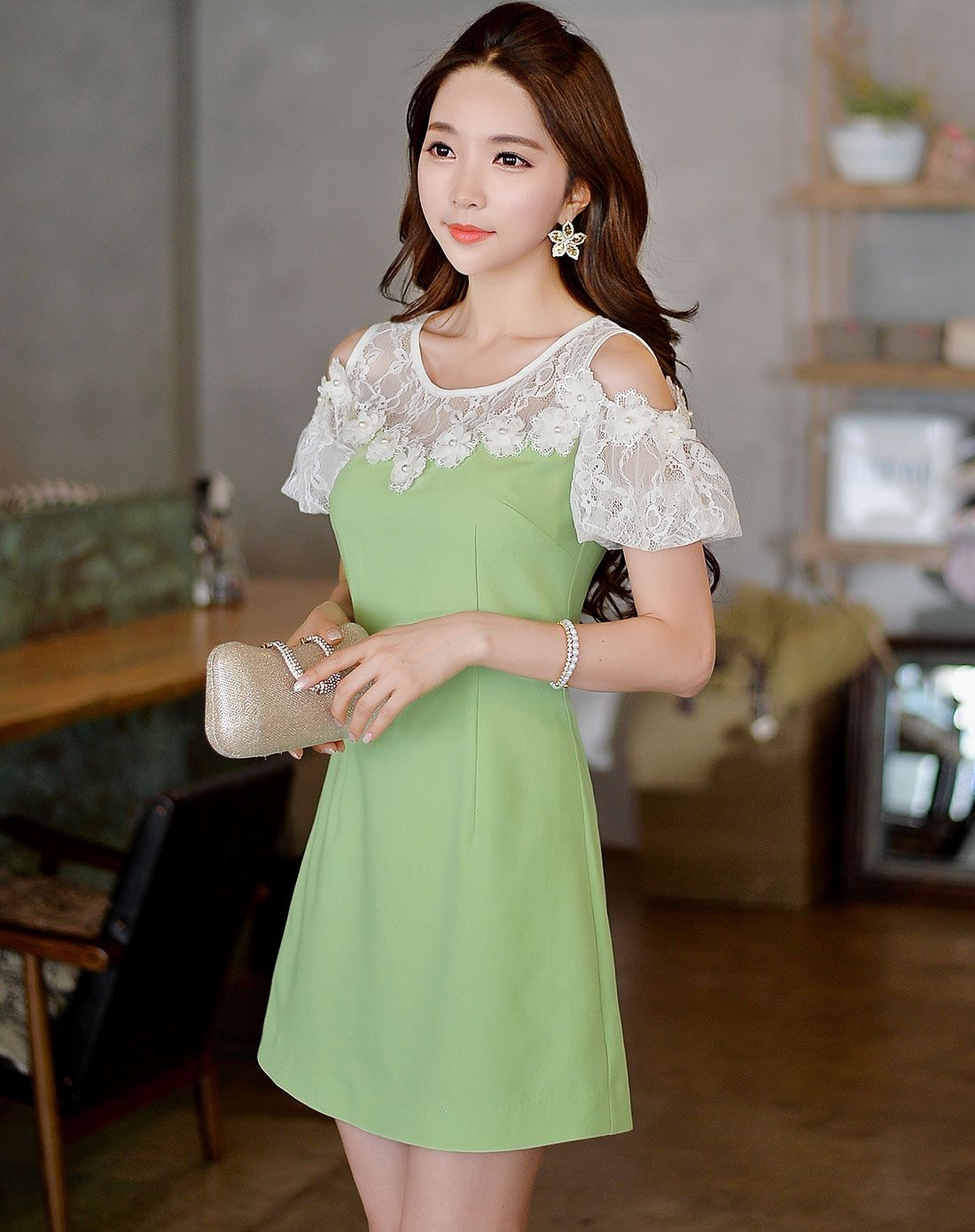 粉红大布娃娃dabuwawa女装连衣裙专场和田玉绿色拼色立体花朵连衣裙d