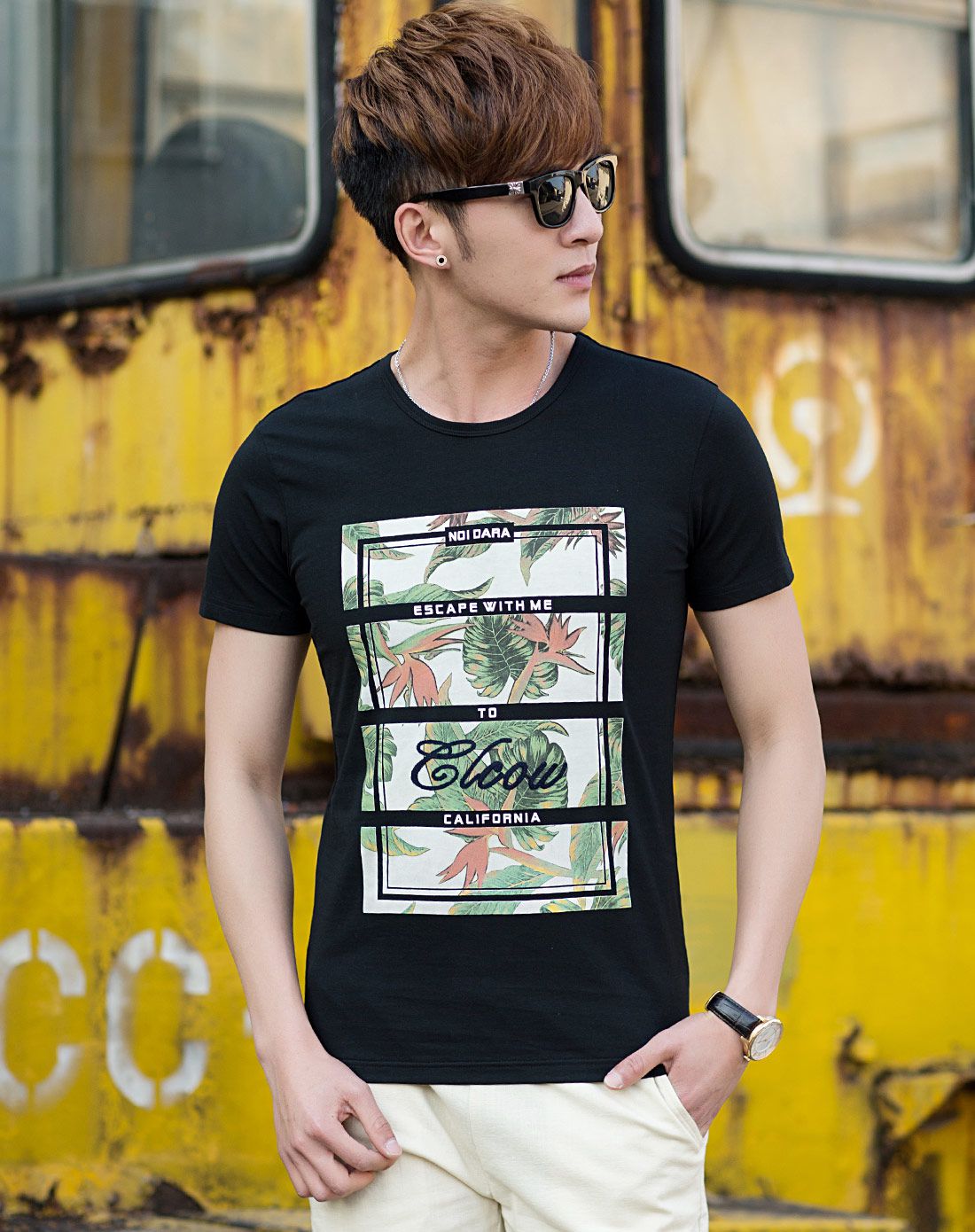 no1dara黑色复古印花短袖t恤tx6210420902_唯品会