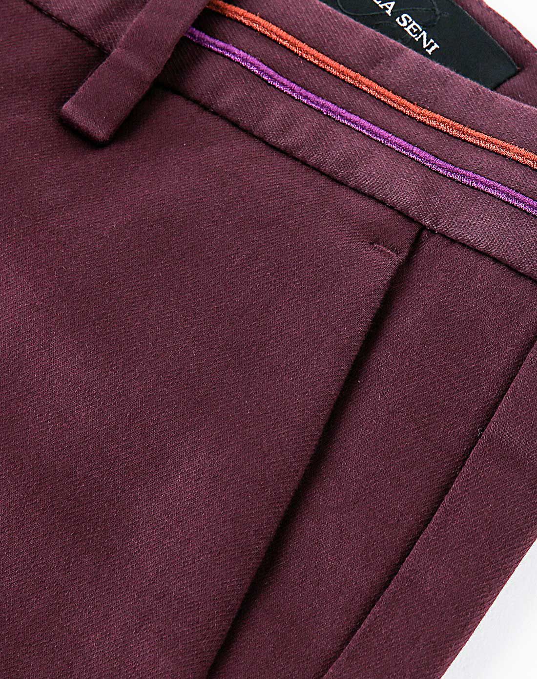 暗紫红色百搭舒适长裤