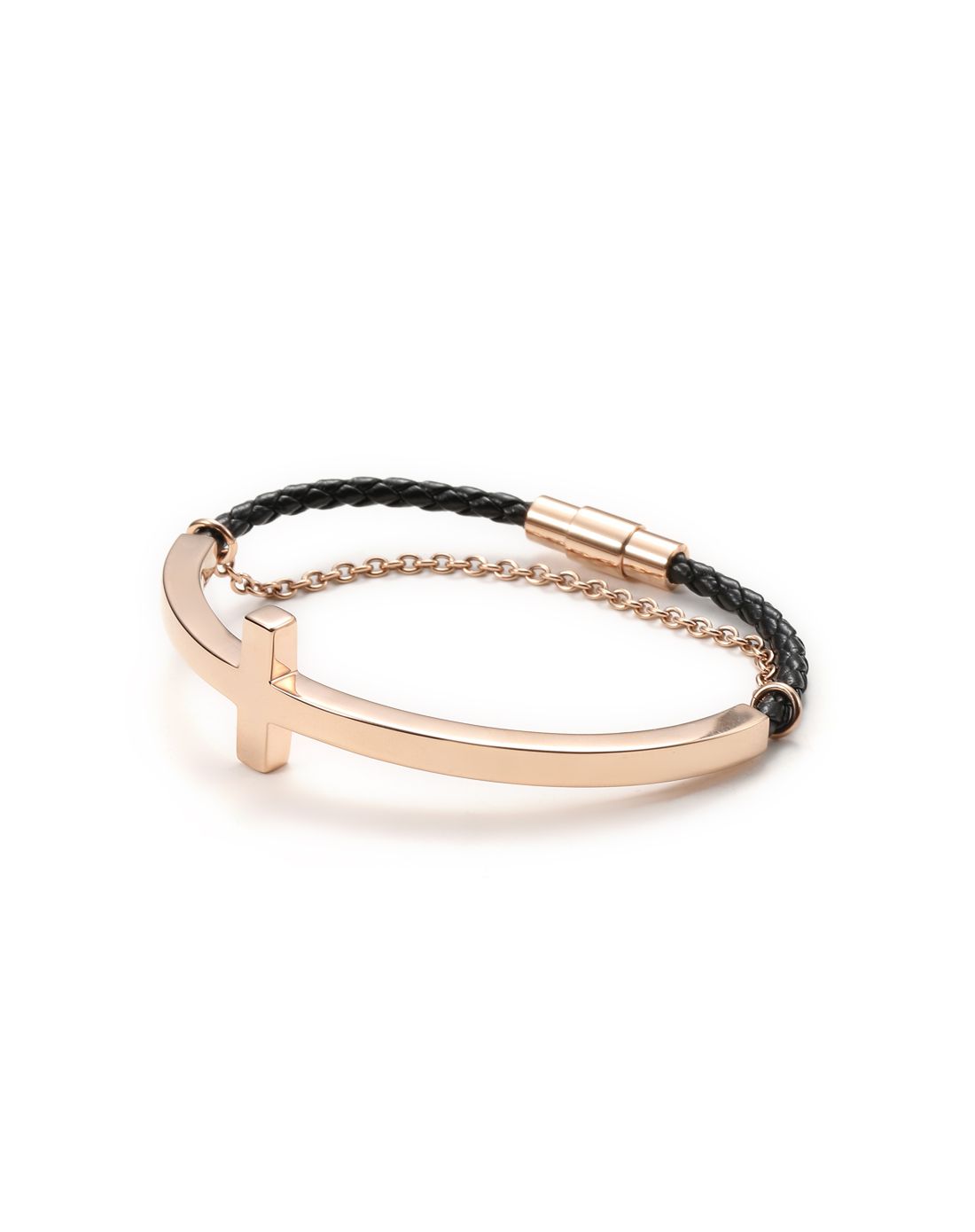 folli follie 玫瑰金十字皮质手镯