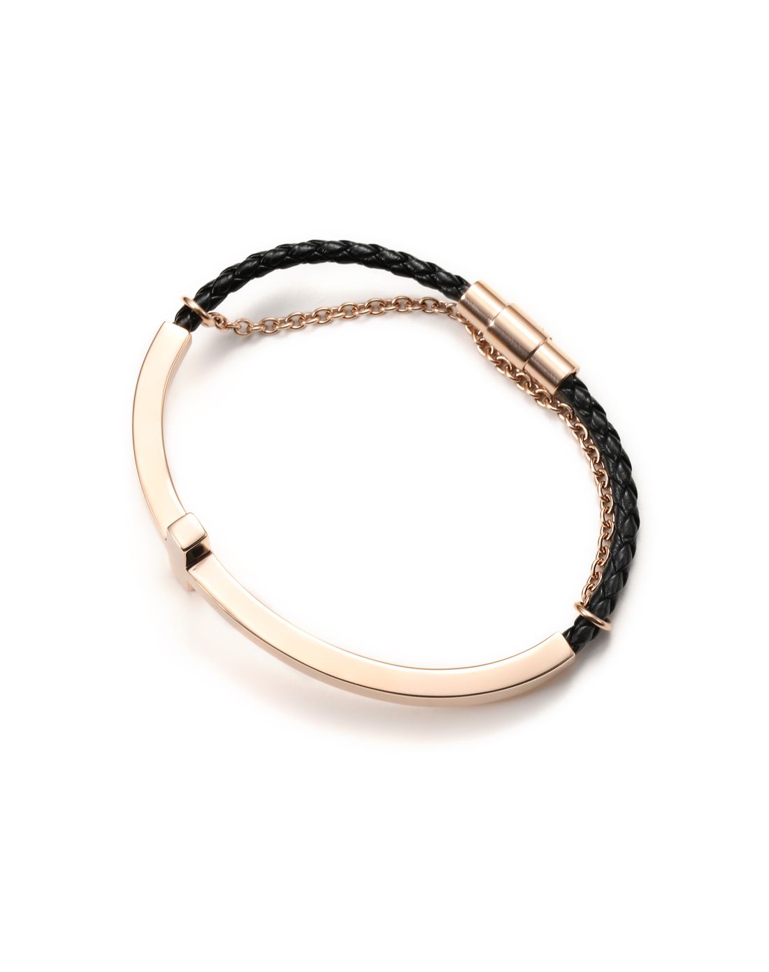 folli follie 玫瑰金十字皮质手镯