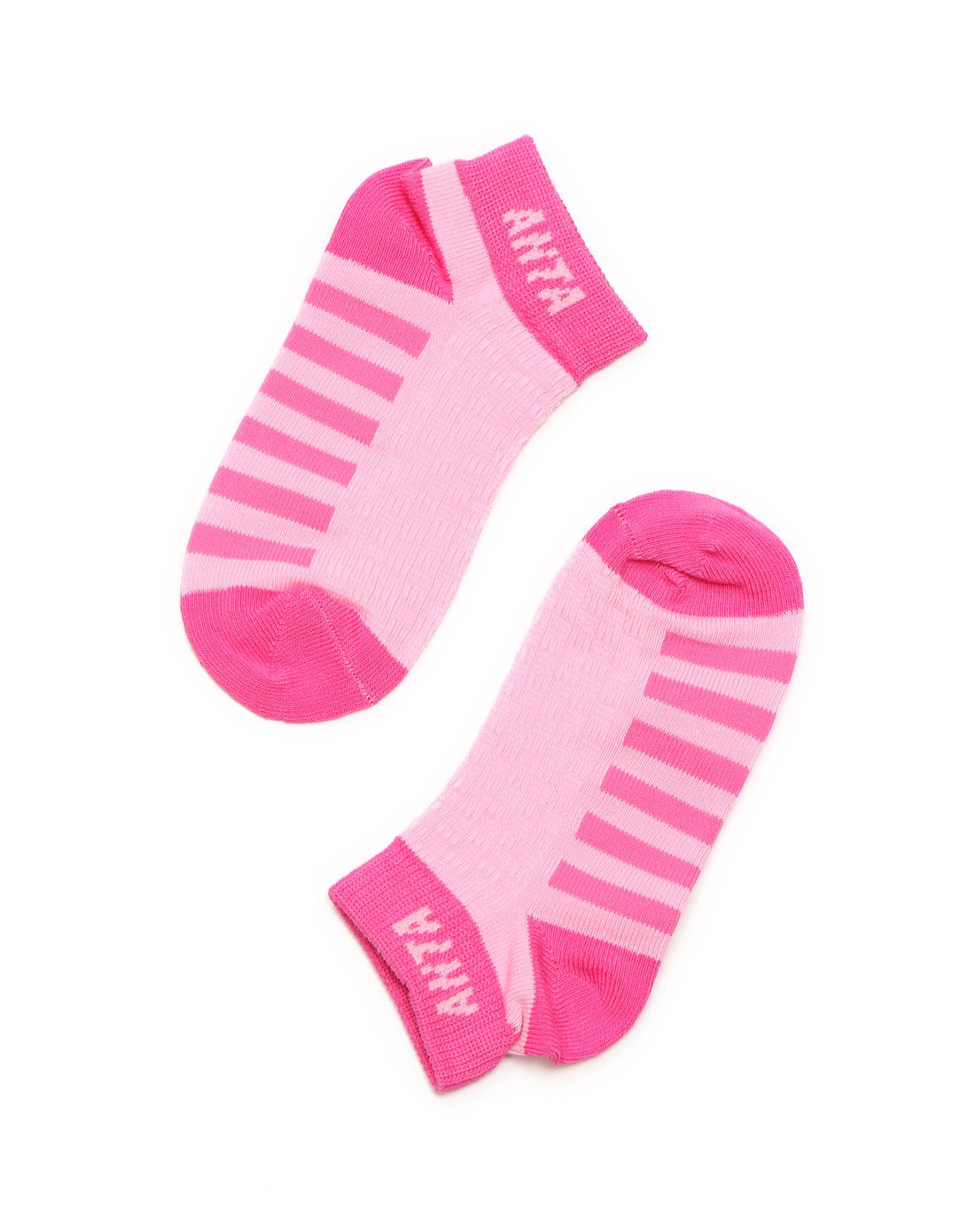 舒适条纹 中性童款粉红色平板短袜