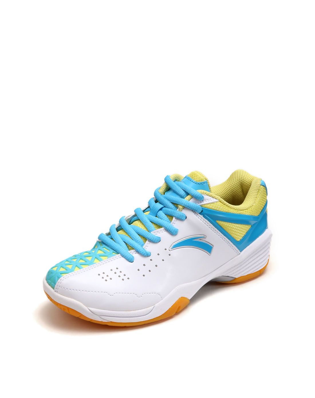 安踏 耐磨抓地 女款白配黄色羽毛球鞋