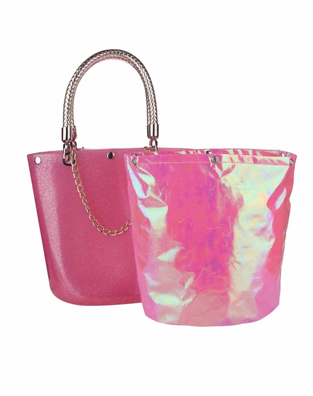 noe粉砂色金链环保树脂单肩女包