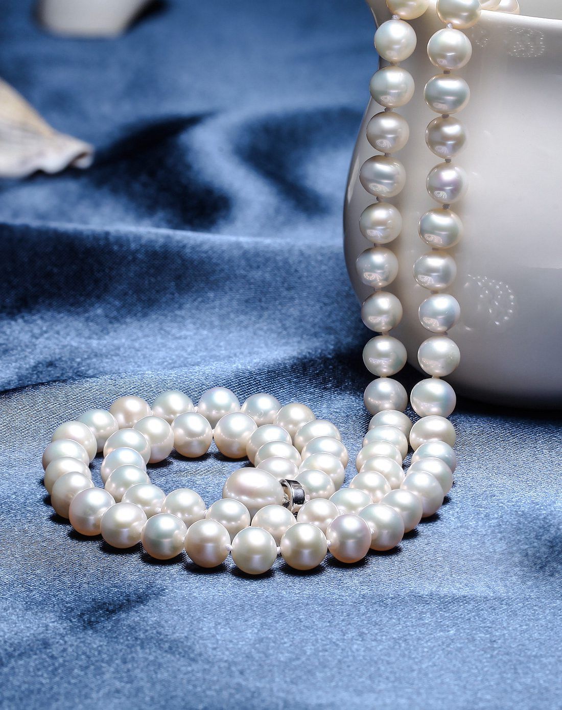 【璀璨】淡水珍珠毛衣链7-8mm近圆长款项链(附国检证书)