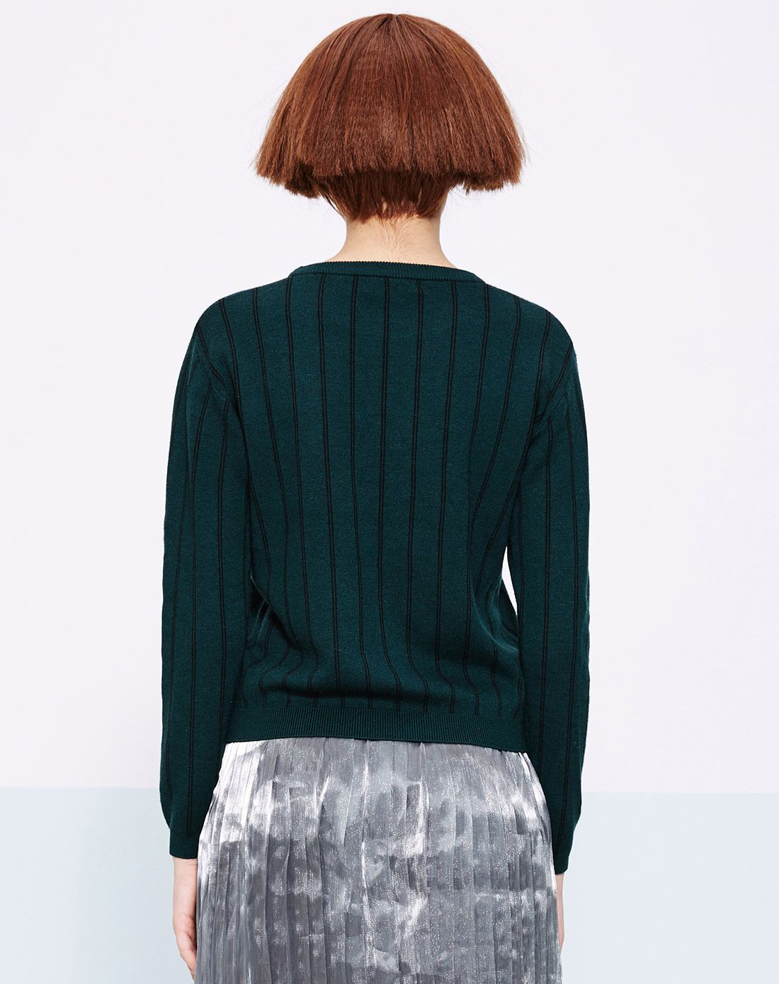 黛绿韩版条纹套头针织衫