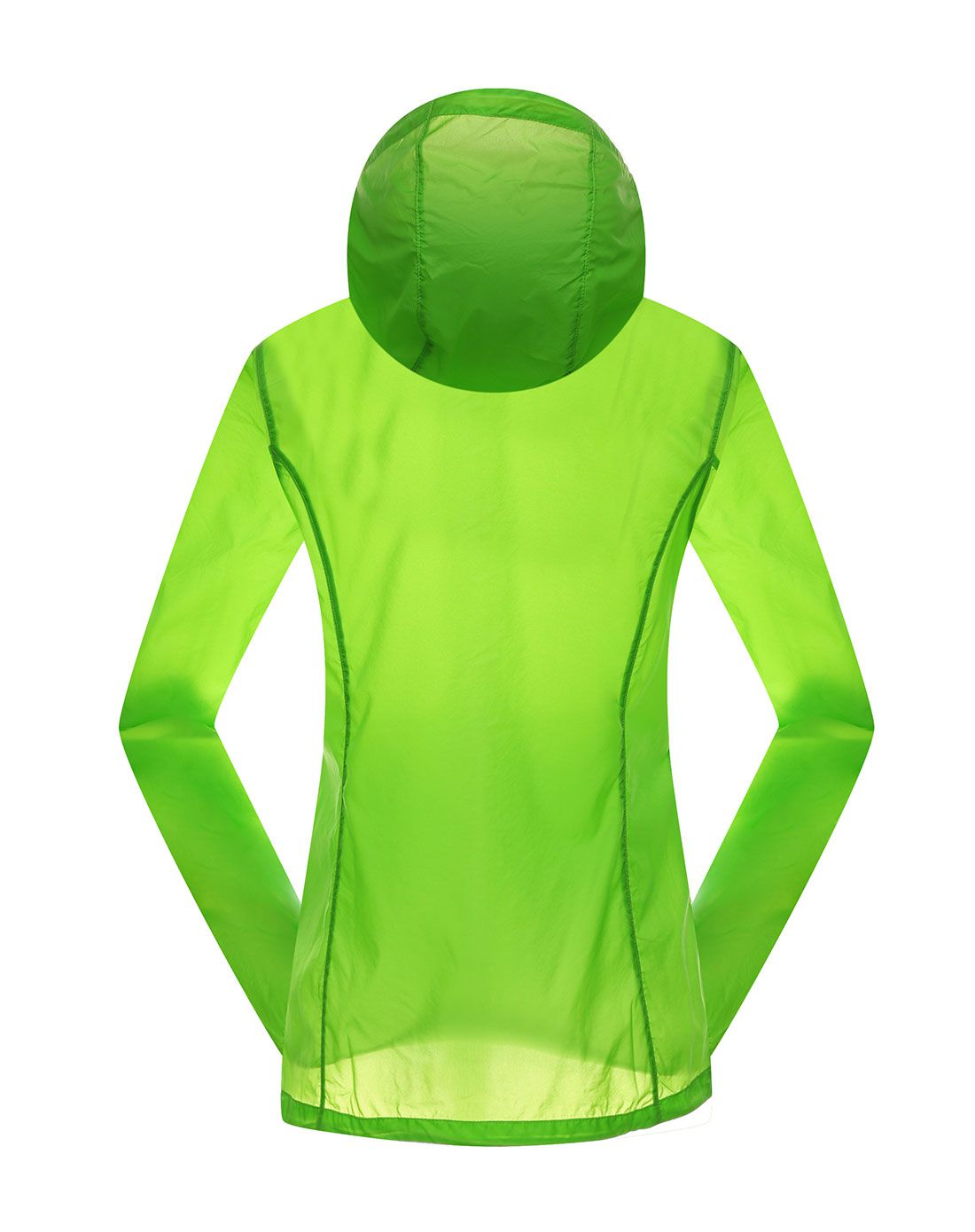 腋下透气 女款亮绿色防晒衣 撞色拉链