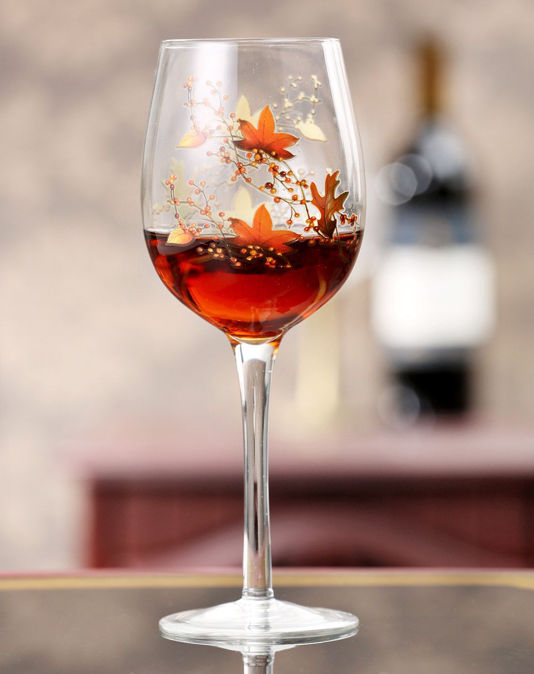 艺术玻璃印花 喷色红酒杯(单只装)