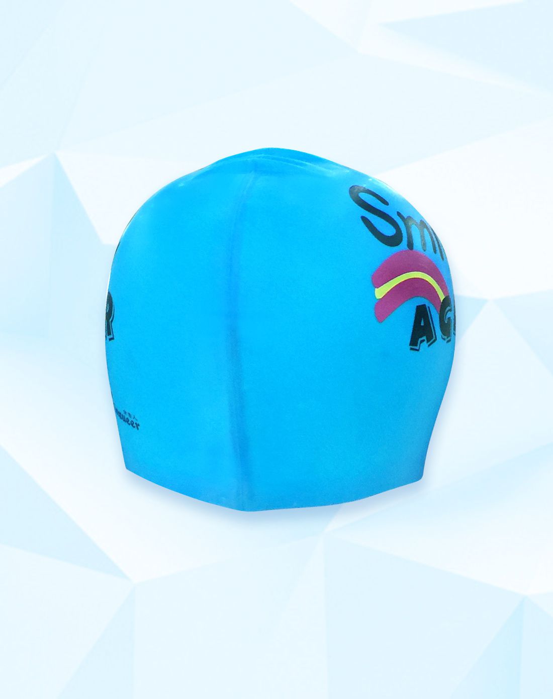 时尚 中性蓝色泳帽 儿童胶帽