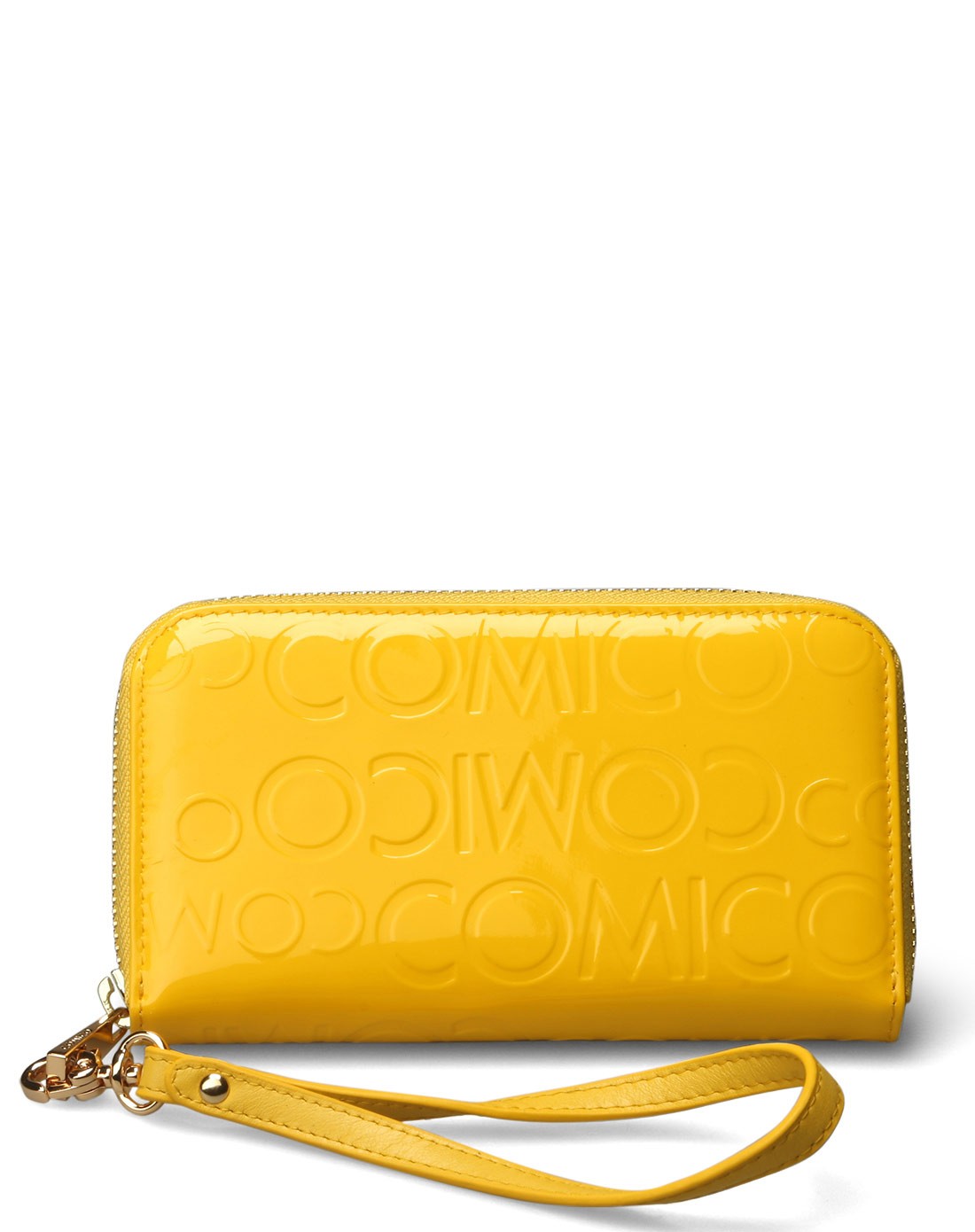 女款黄色时尚漆皮多色长款钱包cs347