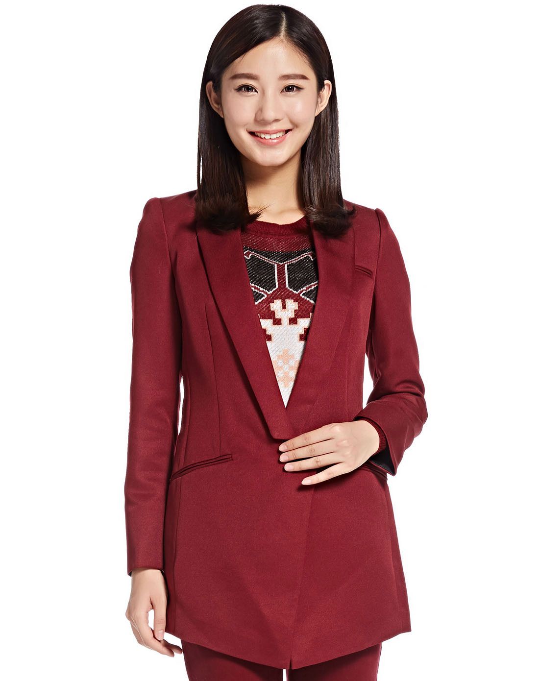 暗红时尚西服