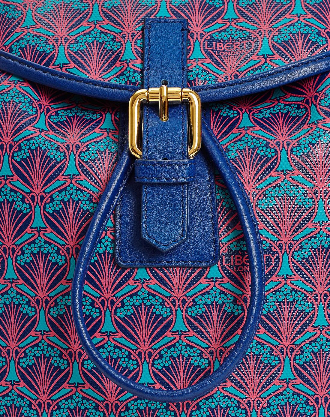 > liberty london海军蓝时尚清新印花搭扣双肩带水桶包