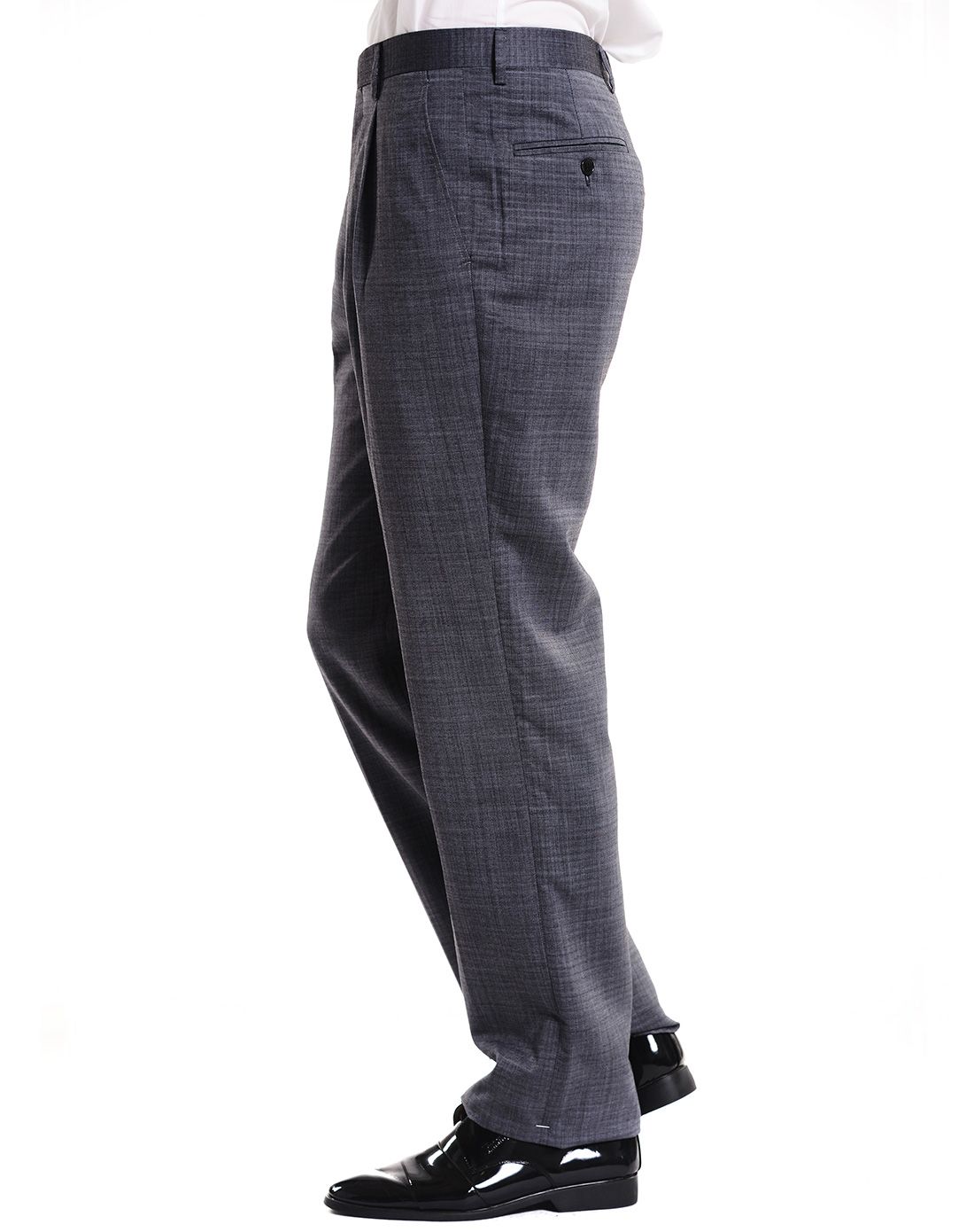 灰色羊毛桑蚕丝男士商务休闲西裤