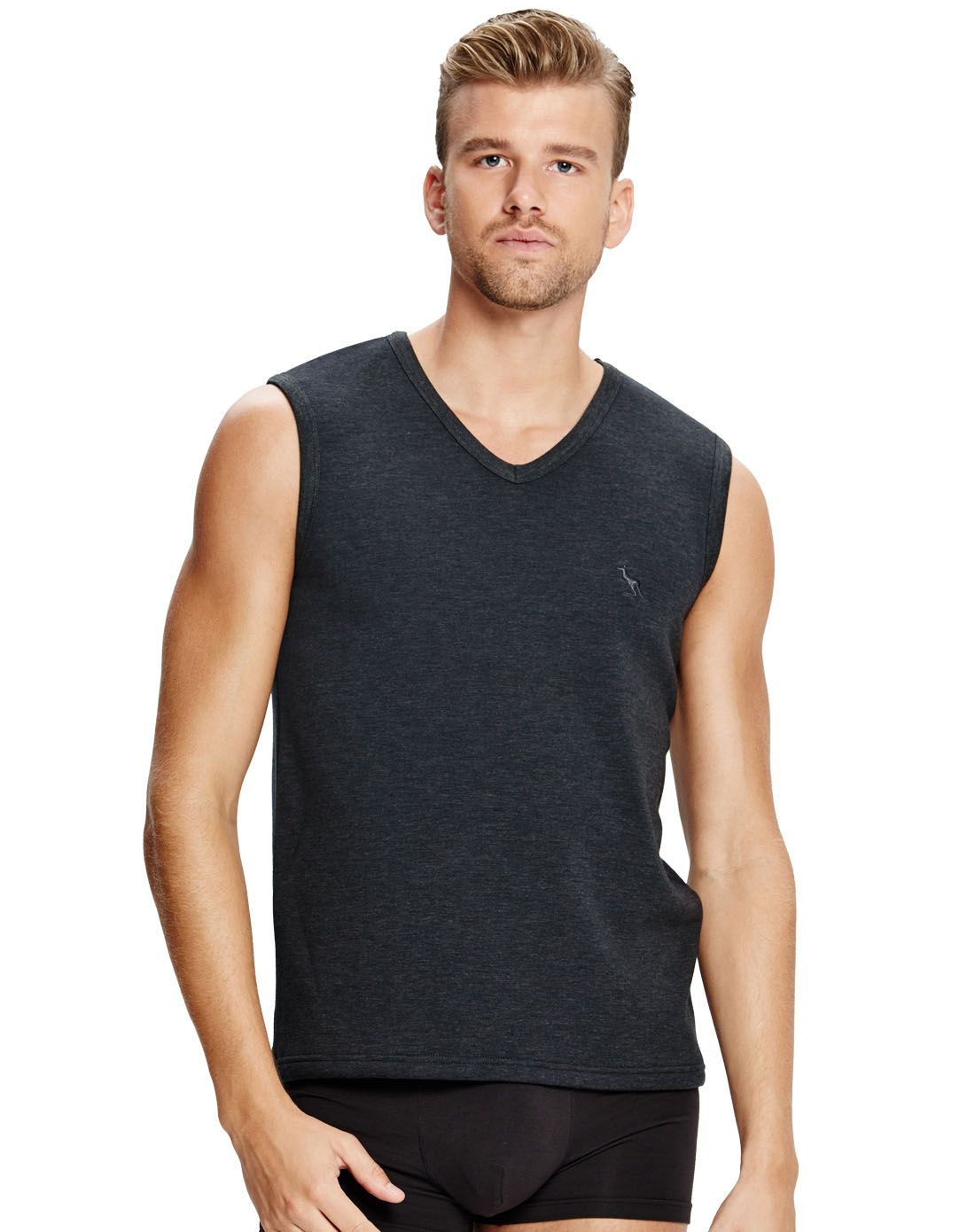 男士v领宽肩保暖背心