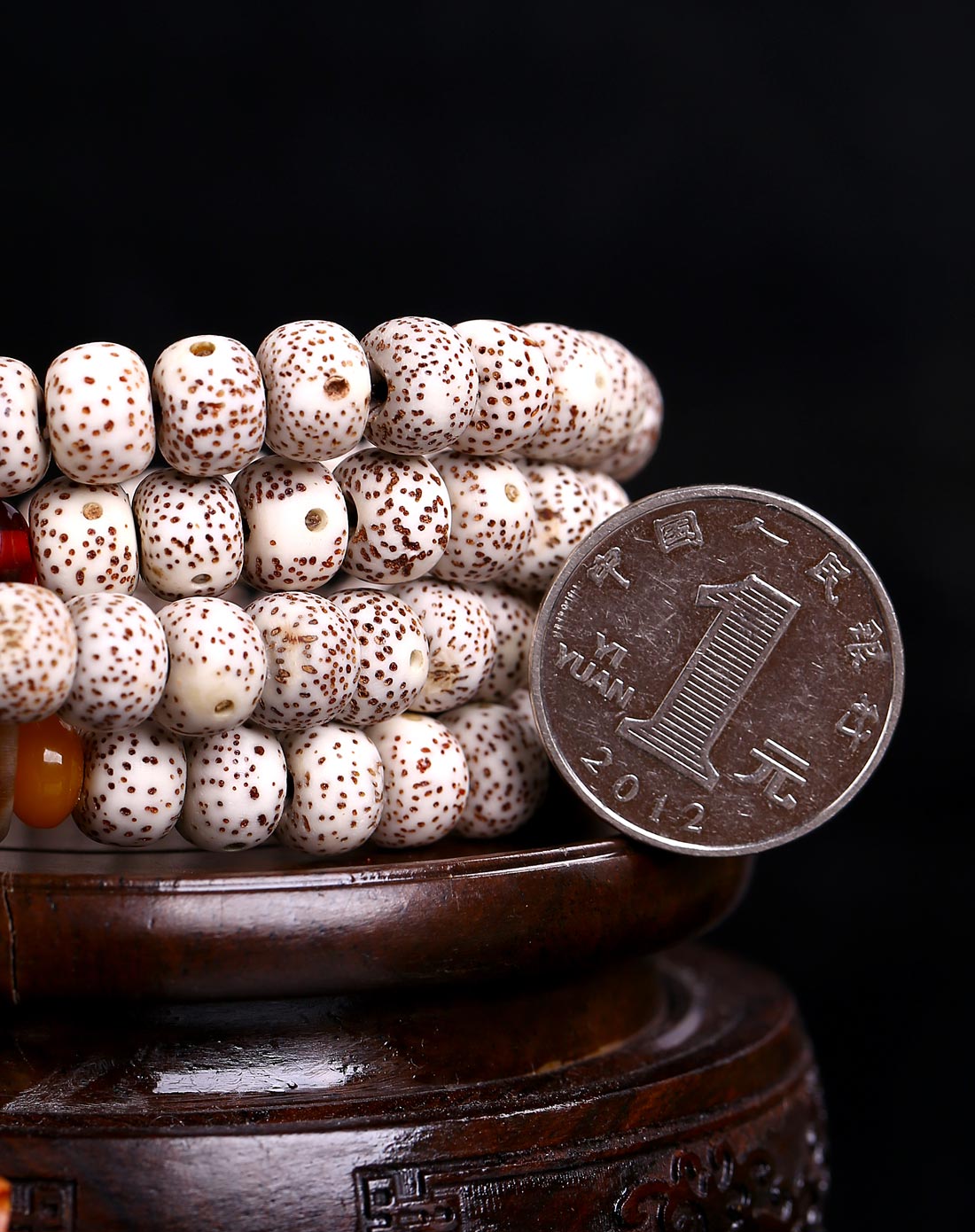 【独家】精选正月星月菩提配达摩佛头项链7*9mm--高密顺白