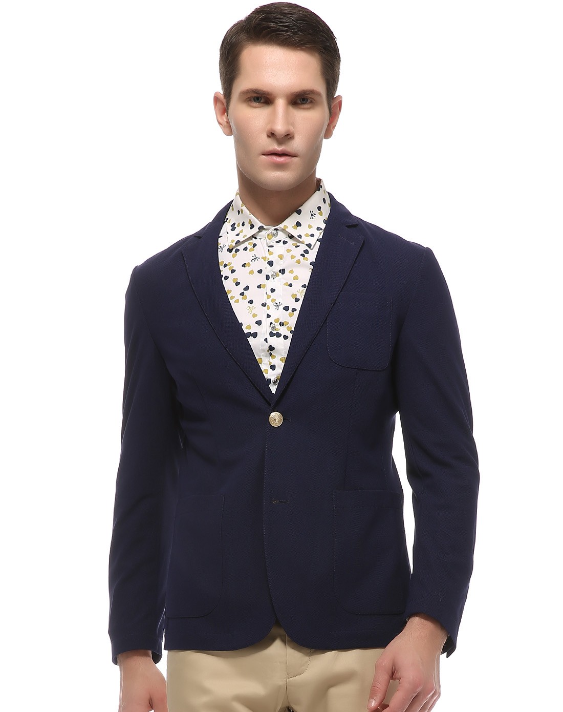 宝蓝色半里针织透气休闲单西装