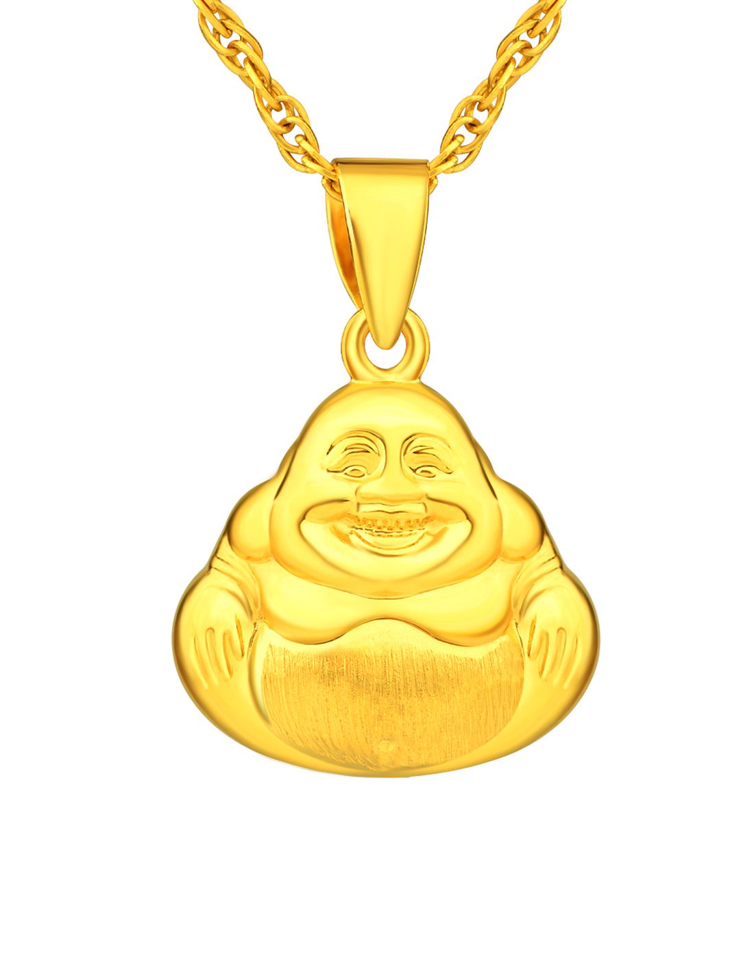老庙黄金老庙 黄18k金吊坠立体弥勒佛(约1.