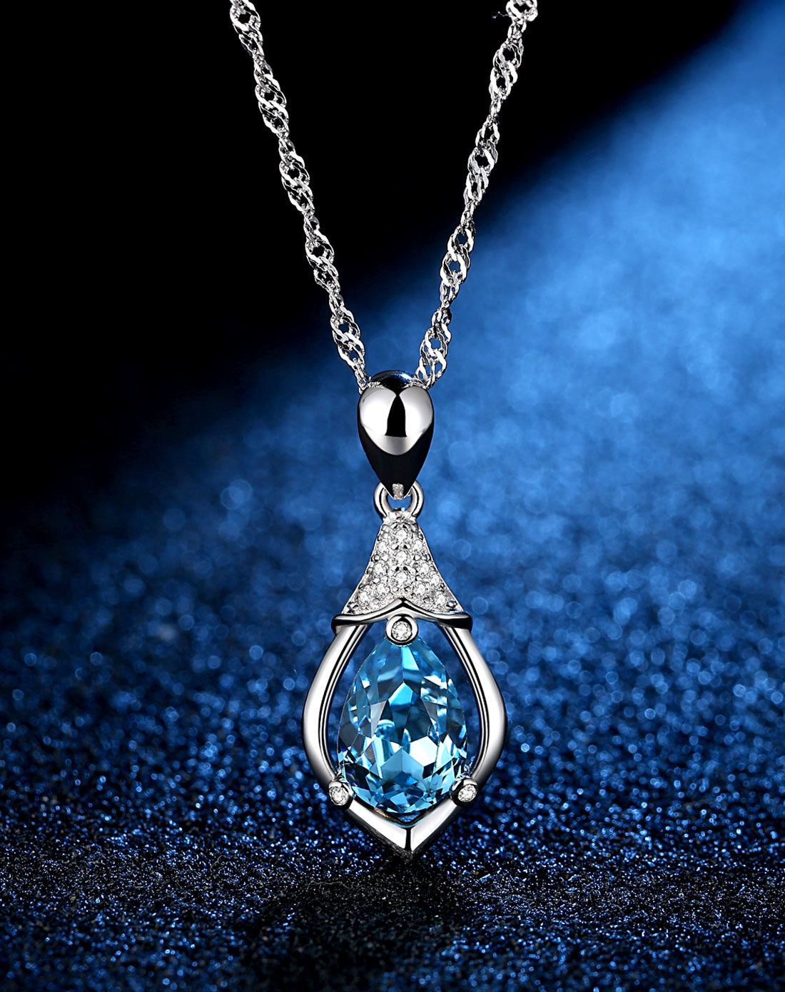 芭莎艺术珠宝名品专场唯品专供蓝色贵族时尚吊坠(附送银链)dib001