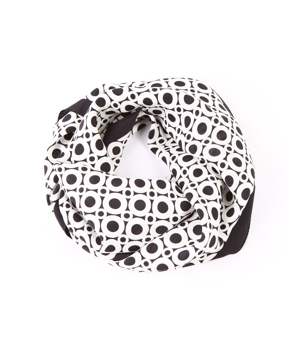 黑白色圆点流行时尚桑蚕丝丝巾