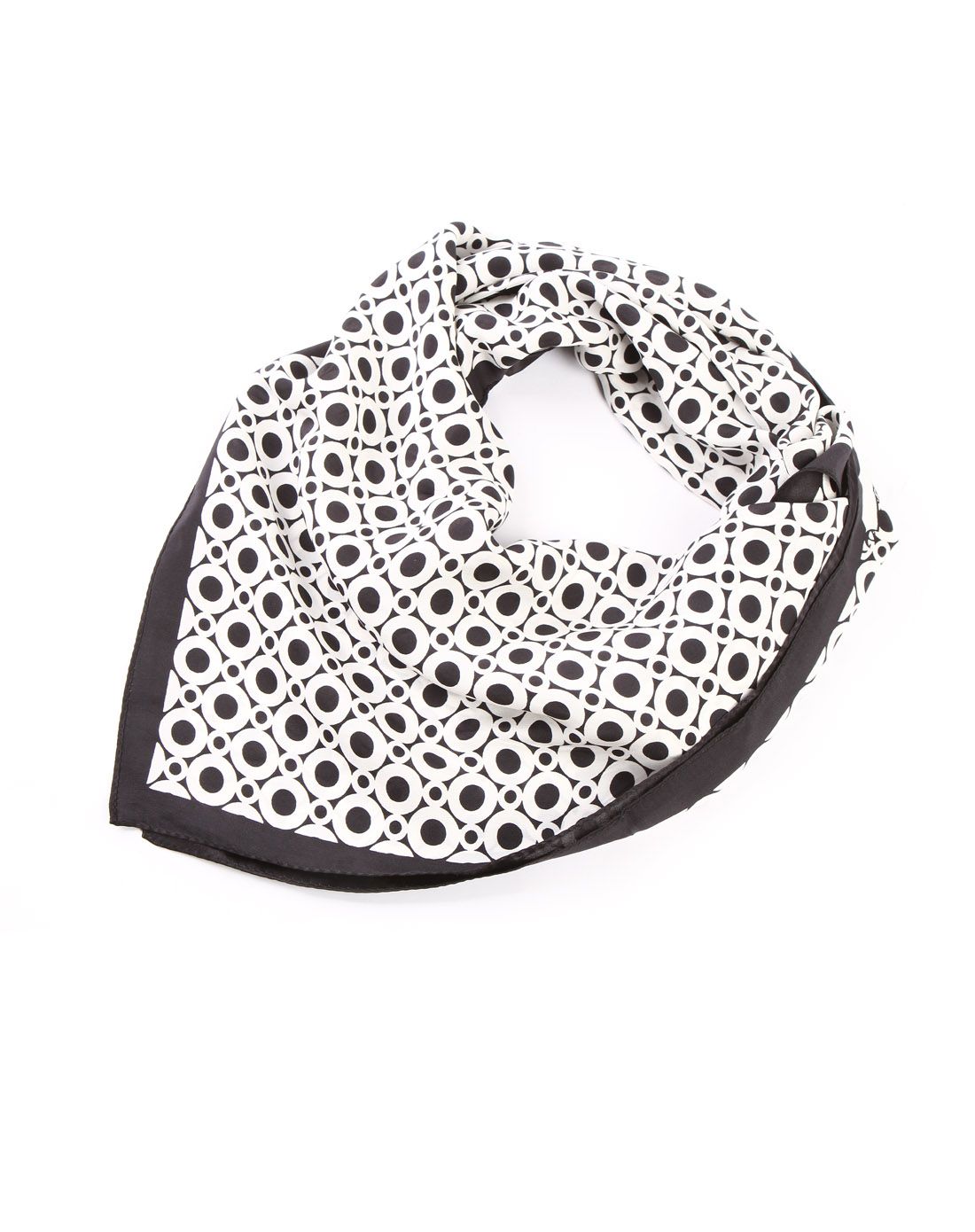 黑白色圆点流行时尚桑蚕丝丝巾