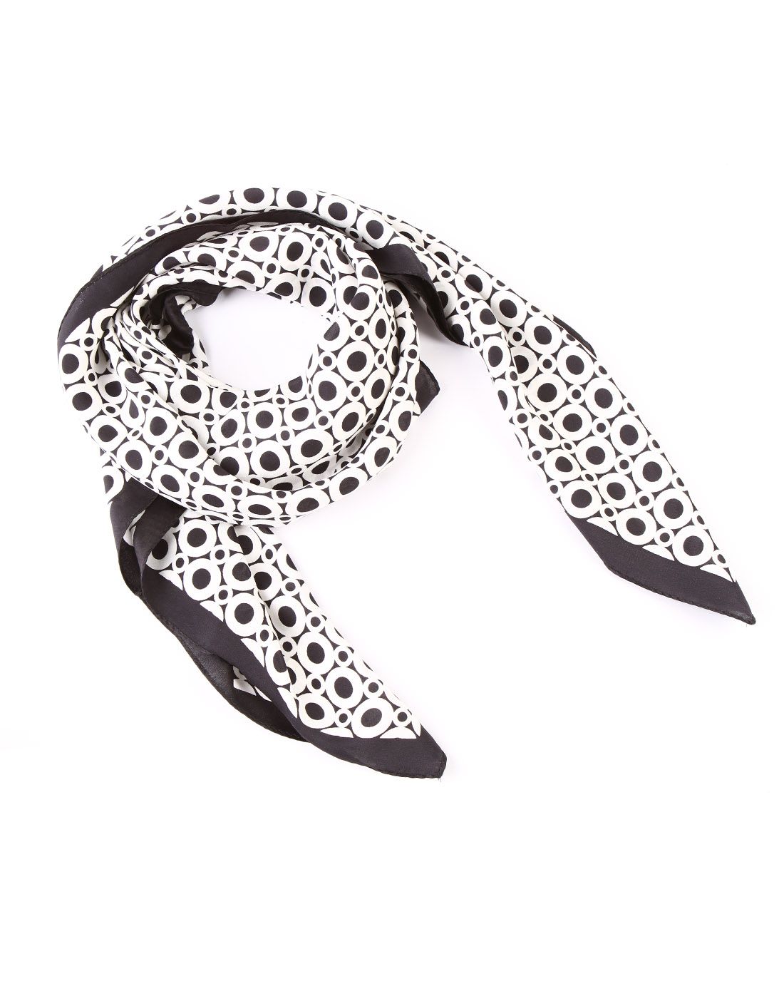 黑白色圆点流行时尚桑蚕丝丝巾