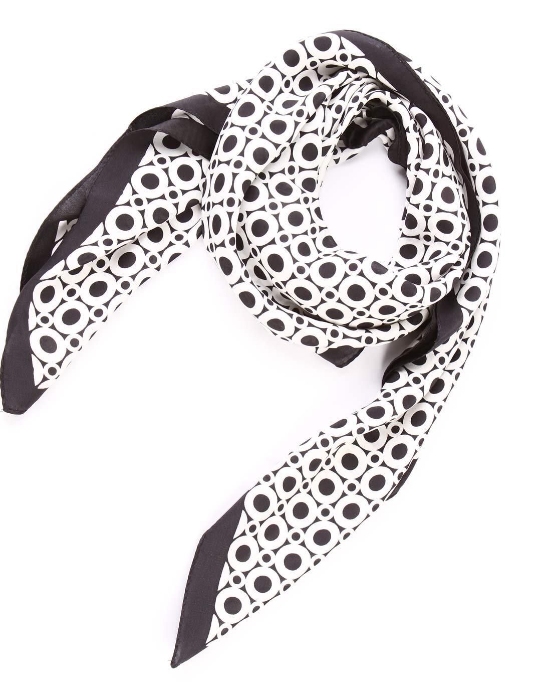 黑白色圆点流行时尚桑蚕丝丝巾