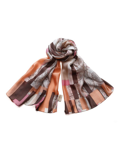 galleria 女款复古图腾印花真丝围巾/披肩