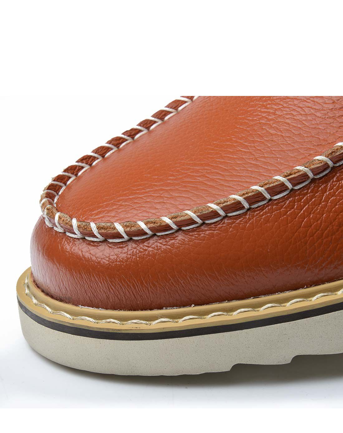 棕色头层牛皮英伦马克线男休闲板鞋