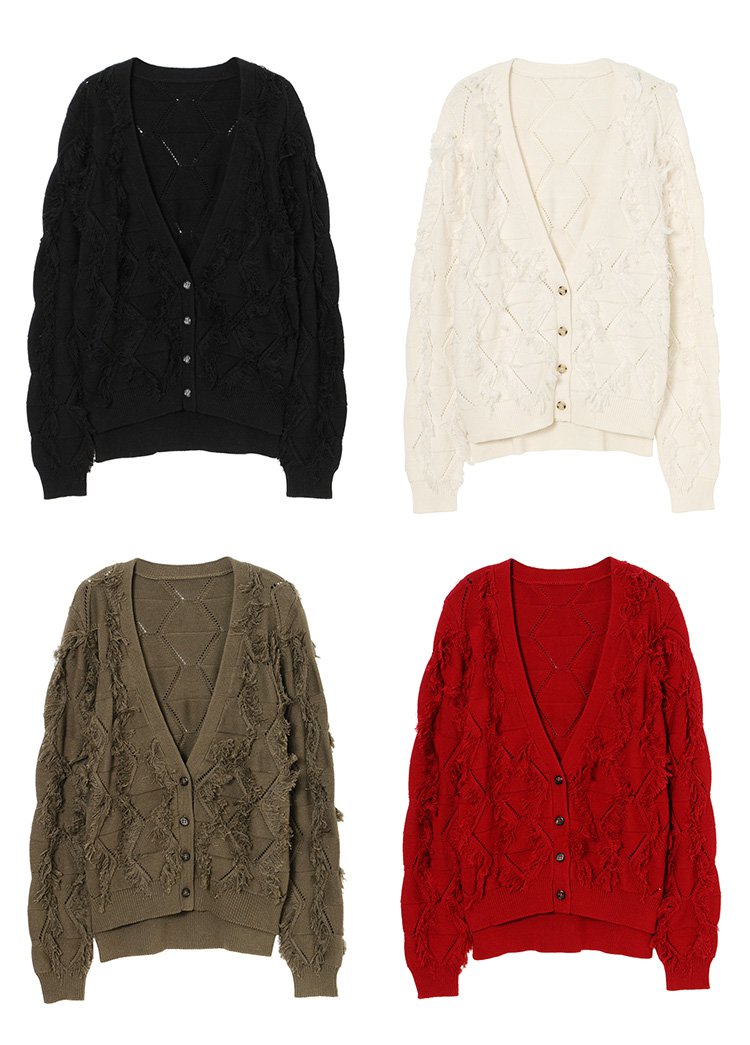 egoist时尚流苏设计对襟毛衣