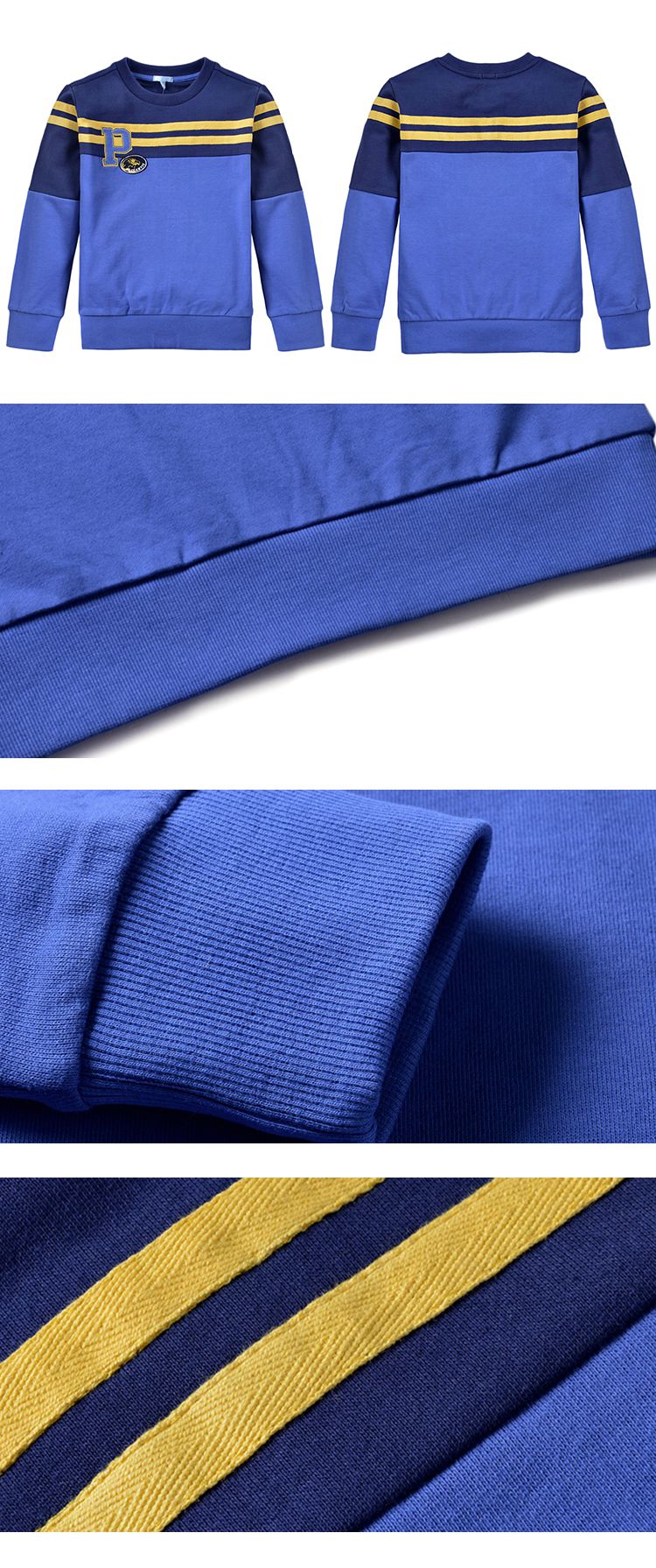 男童海军蓝撞色圆领卫衣