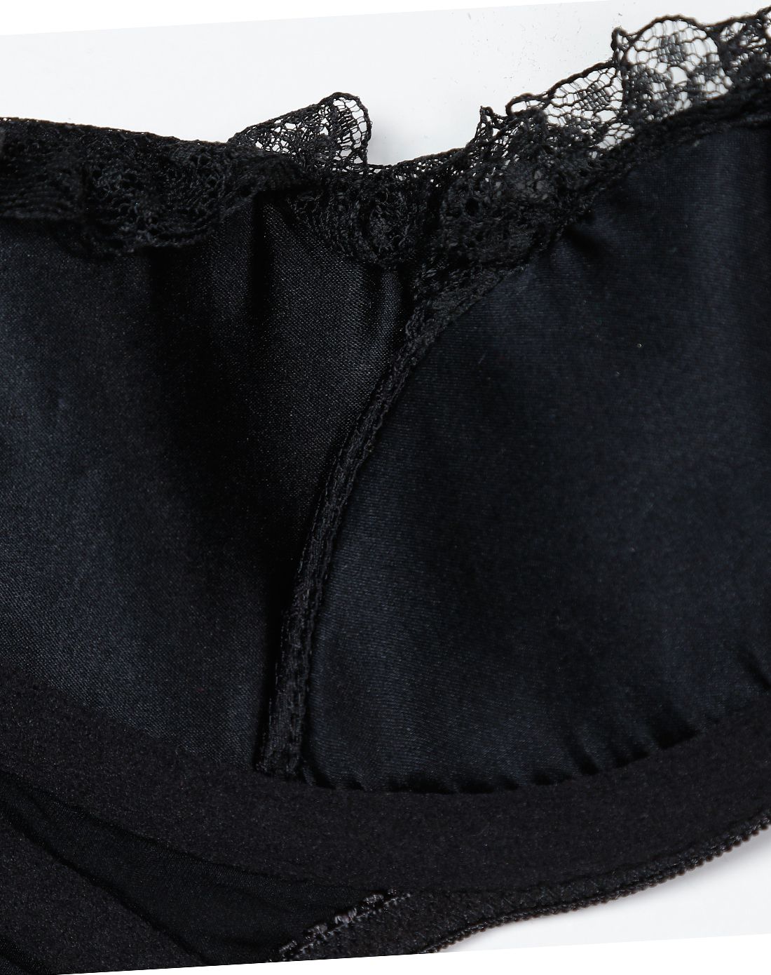 黑色蕾丝绣花3/4薄杯文胸