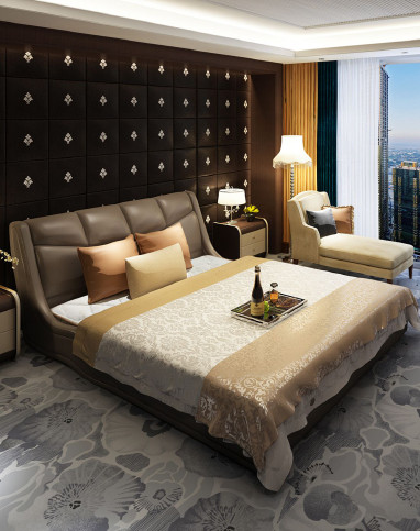 雅兰软床 seattle 真皮软床双人床排骨床架皮艺床