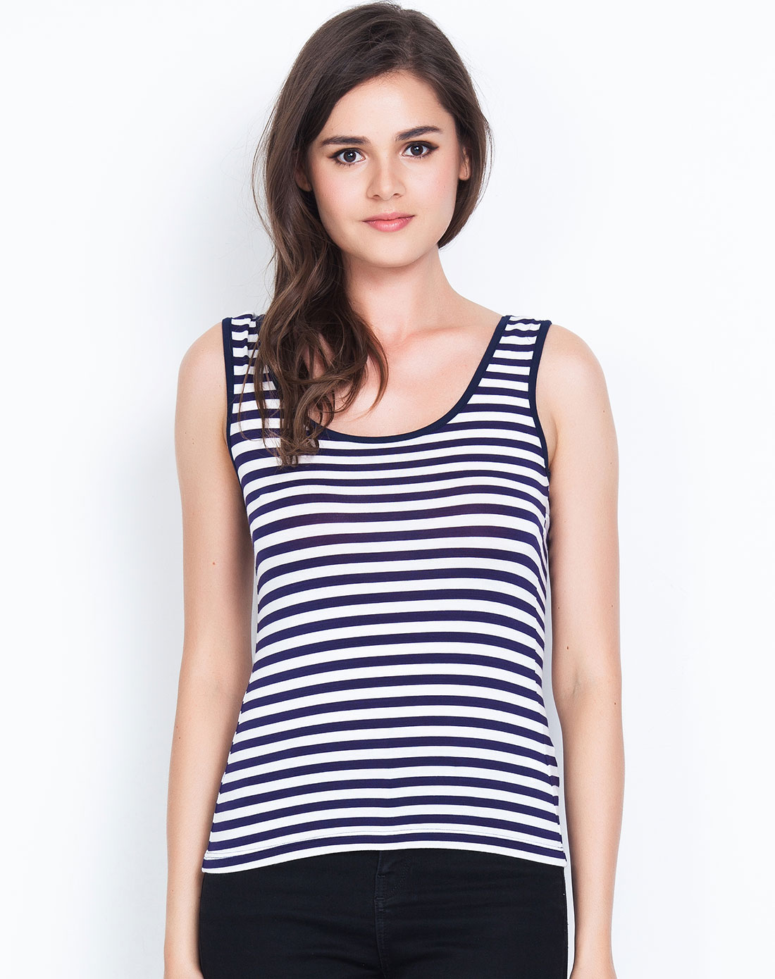 雅婷雅雯内衣女士蓝白条色女背心wz-2164620_唯品会