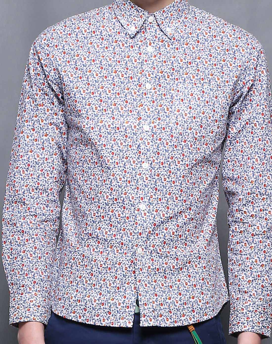 深海蓝男装花纹衬衫